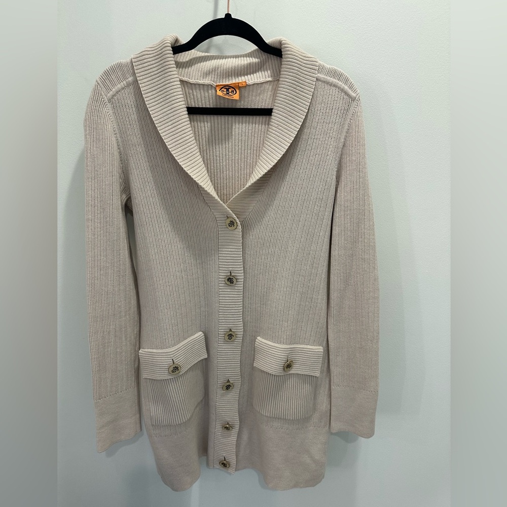 Tory Burch Wool Cardigan Ecru Size L